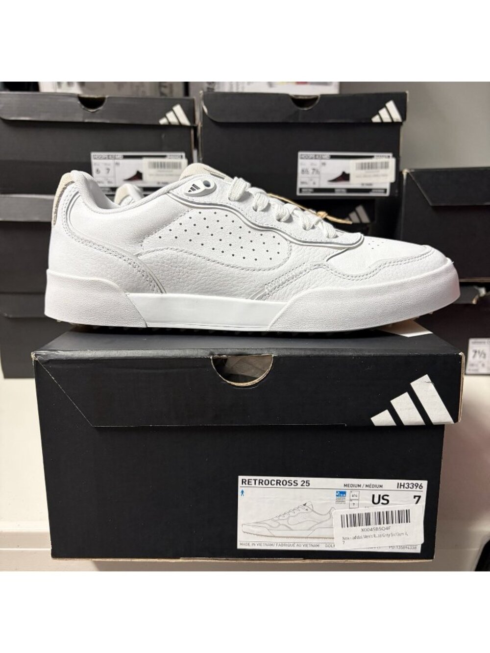 Adidas Mens Retrocross 25 Spikeless Golf Shoes Size 7 M White/Gum - IH3396